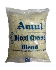 AMUL DICED CHEESE BLEND(MOZZARELLA AND CHEDDAR CHEESE BLEND)1KG