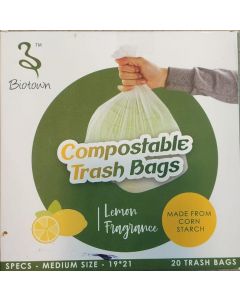 BIOTOWN COMPOSTABLE TRASH BAGS LEMON FRAGRANCE 19*21 20BAGS