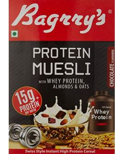 BAGRRYS PROTEIN MUESLI WITH WHEY PROTEIN ALMOND & OATS CHOCOLATE FLAVOURED 500GM
