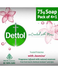 DETTOL SOAP TRUSTED PROTECTION WITH JASMINE 75G 4+1 FREE