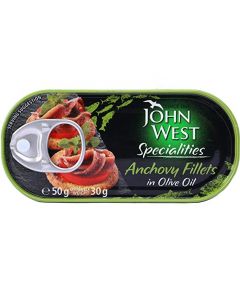 JOHN WEST SPECIALITIES ANCHOVY FILLETS IN OLIVE OIL 30GM