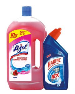 LIZOL DISINFECTANT SURFACE CLEANER FLORAL 975ML+FREE HARPIC 200ML