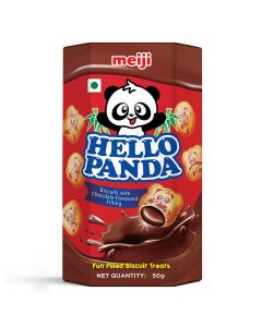 MEIJI HELLO PANDA COCOA BISCUITS WITH CHOCOLATE FLAVOURED FILLING 50GM