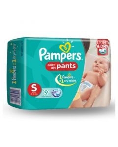 PAMPERS BABY DRY PANTS SMALL 4-8KG 9 PANTS DIAPERS