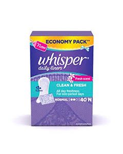 WHISPER DAILY LINERS CLEAN & FRESH NORMAL 40N