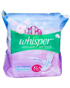 WHISPER ULTRA SOFT AIR FRESH XL+ 15PADS